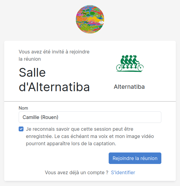 Rejoindre une réunion : renseigner son nom