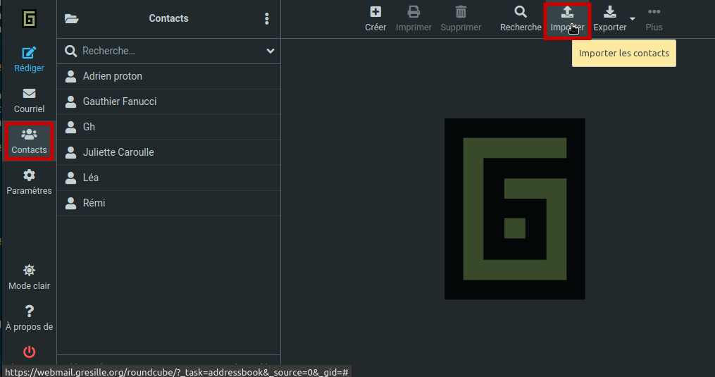 Interface propriétaire du logiciel SYMPA