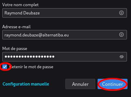 Connection à Thunderbird
