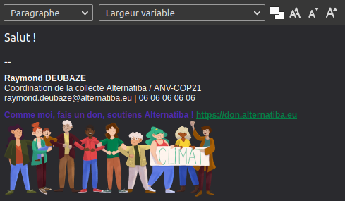 Exemple d'aperçu de signature